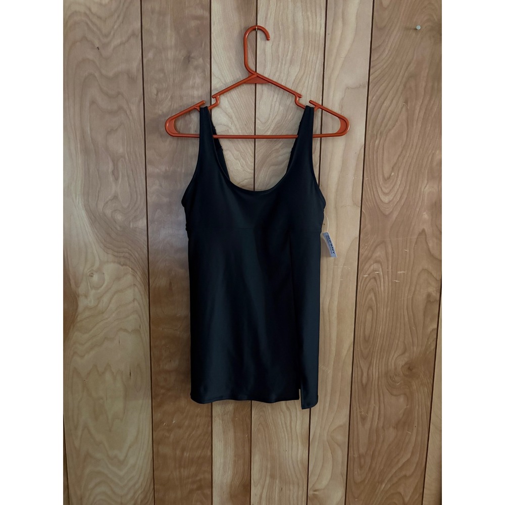 Old Navy Womens XS Black Tankini Swim Top Built-in Shelf Bra Adjustable Straps
